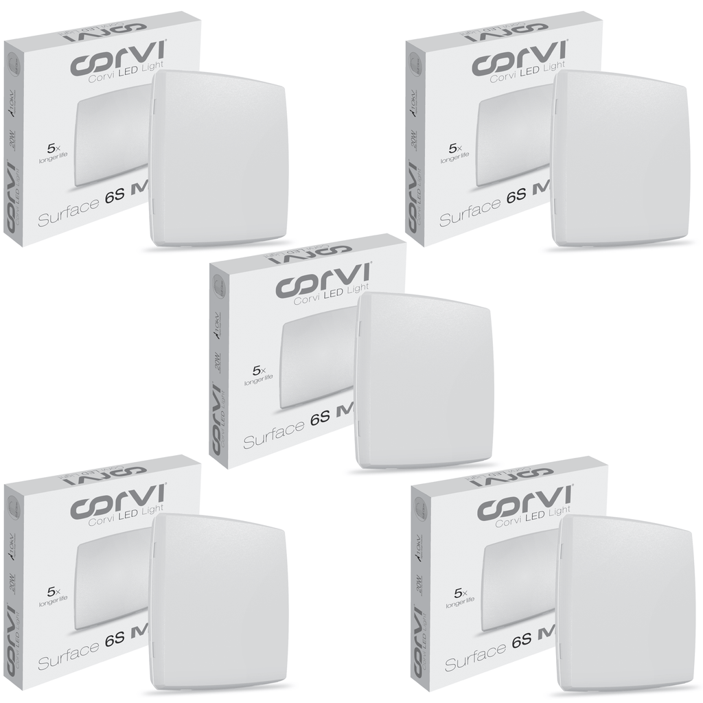 CORVI LED Surface 6S Square 15W | Dimmable, Driverless Ceiling Panel Light | Slim, Full Glow, No False Ceiling Required |  White 5700K (Pack of 5)