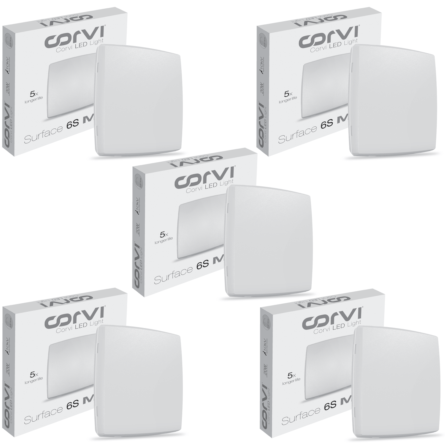CORVI LED Surface 6S Square 15W | Dimmable, Driverless Ceiling Panel Light | Slim, Full Glow, No False Ceiling Required | Easy White 4000K (Pack of 5)