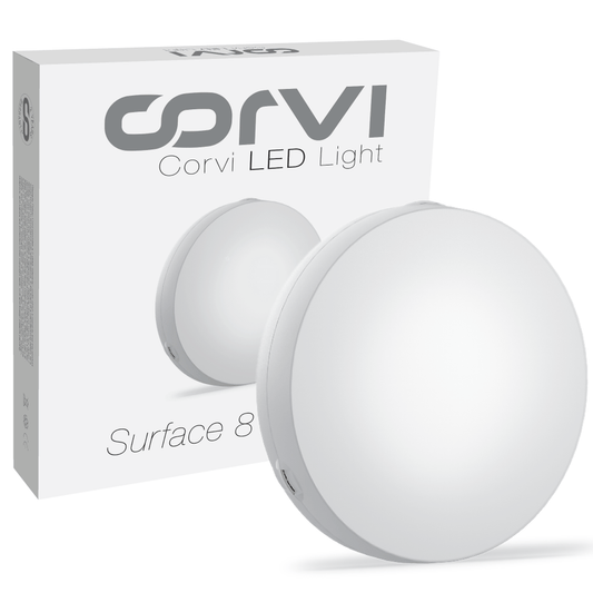 CORVI LED Surface 8 Round 20W | Slim, Compact & Dimmable Ceiling Panel Light | Full Glow Design, No False Ceiling Needed |  White 5700K (Pack of 1)