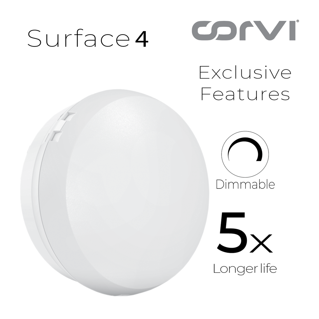 CORVI LED Surface 4 Round 6W | Slim, Driverless, Dimmable Ceiling Panel Light | Full Glow Warm White 3000K | Surface Mount, No False Ceiling Needed (Pack of 5)