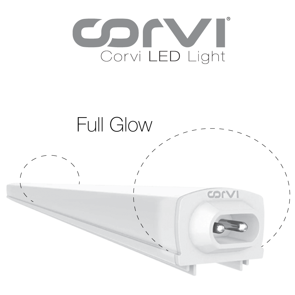 CORVI LED Tube Light 2, 12W Linkable | 1/2 Meter Slim & Compact Driverless Design | Full Glow Warm White 3000K | Energy-Efficient Lighting for Home & Office (Pack of 10)