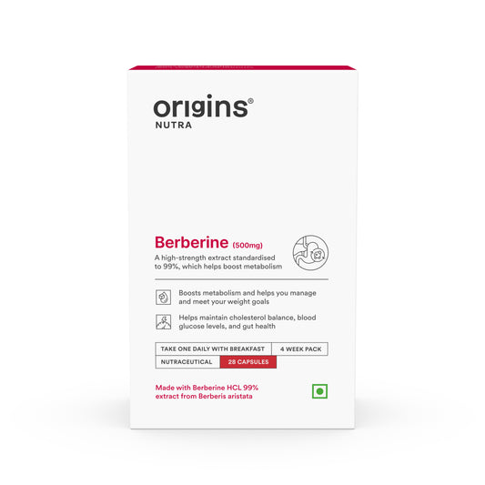 Origins Nutra Berberine |Boost Metabolism & Energy Levels, Help Manage Blood Sugar |Berberine |GMP Certified | For Men & Women | 28 Veg Capsules