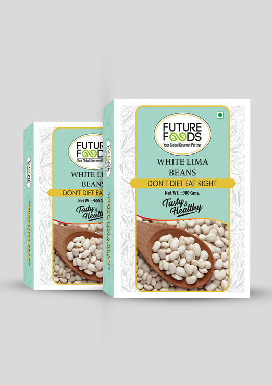 Future Foods White Lima Beans | Butter Beans | Versatile Superfood | Good Source of Dietary Fiber & Iron | Low Fat Content | Mild Flavour & Creamy Texture | 900g (Pack of 2)