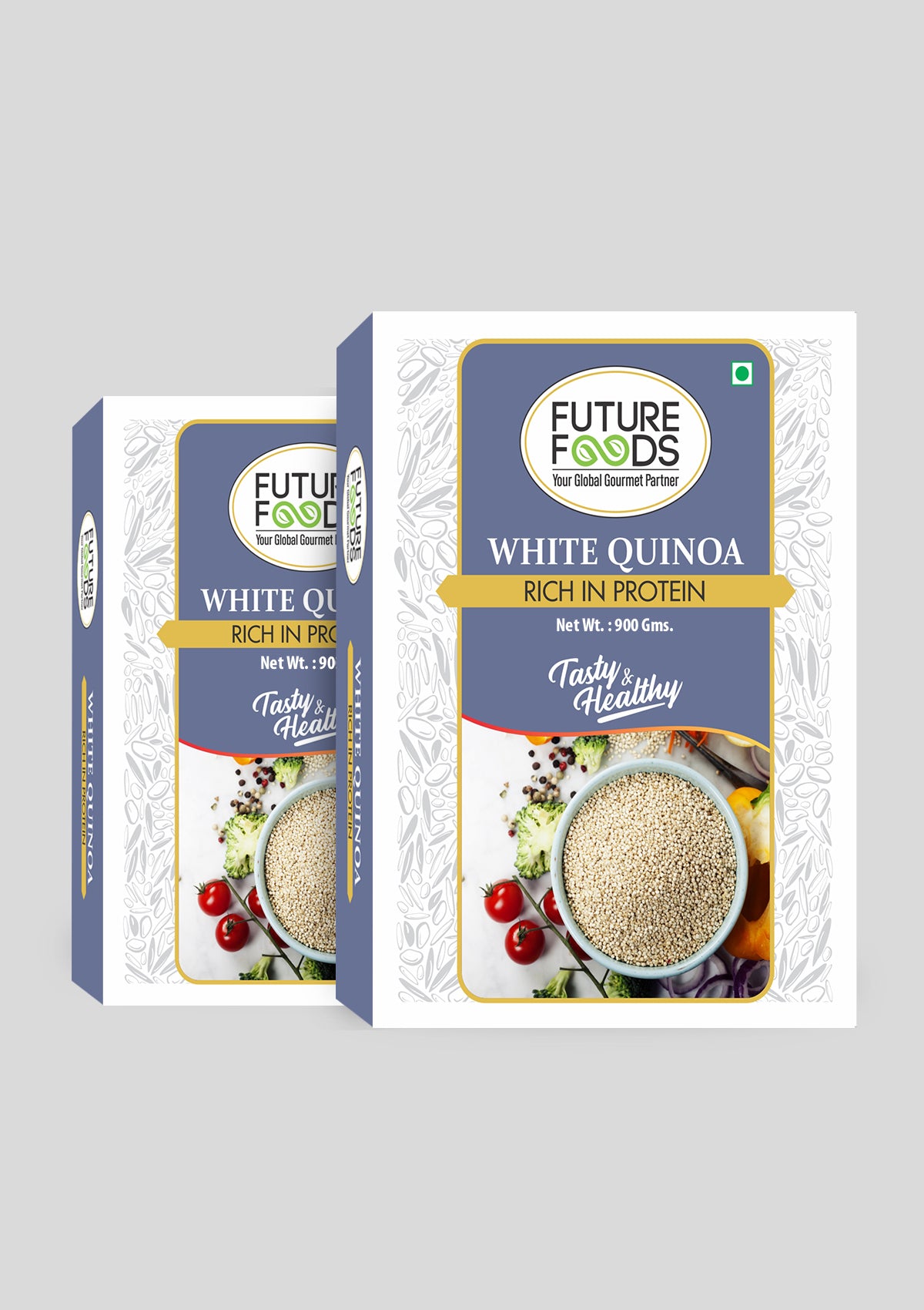 Future Foods Premium White Quinoa | Whole Grain | Sweet & Nutty Flavour | Gluten Free | Plant-Based Source of Protein | High Fiber & Protein | 900g (Pack of 2)