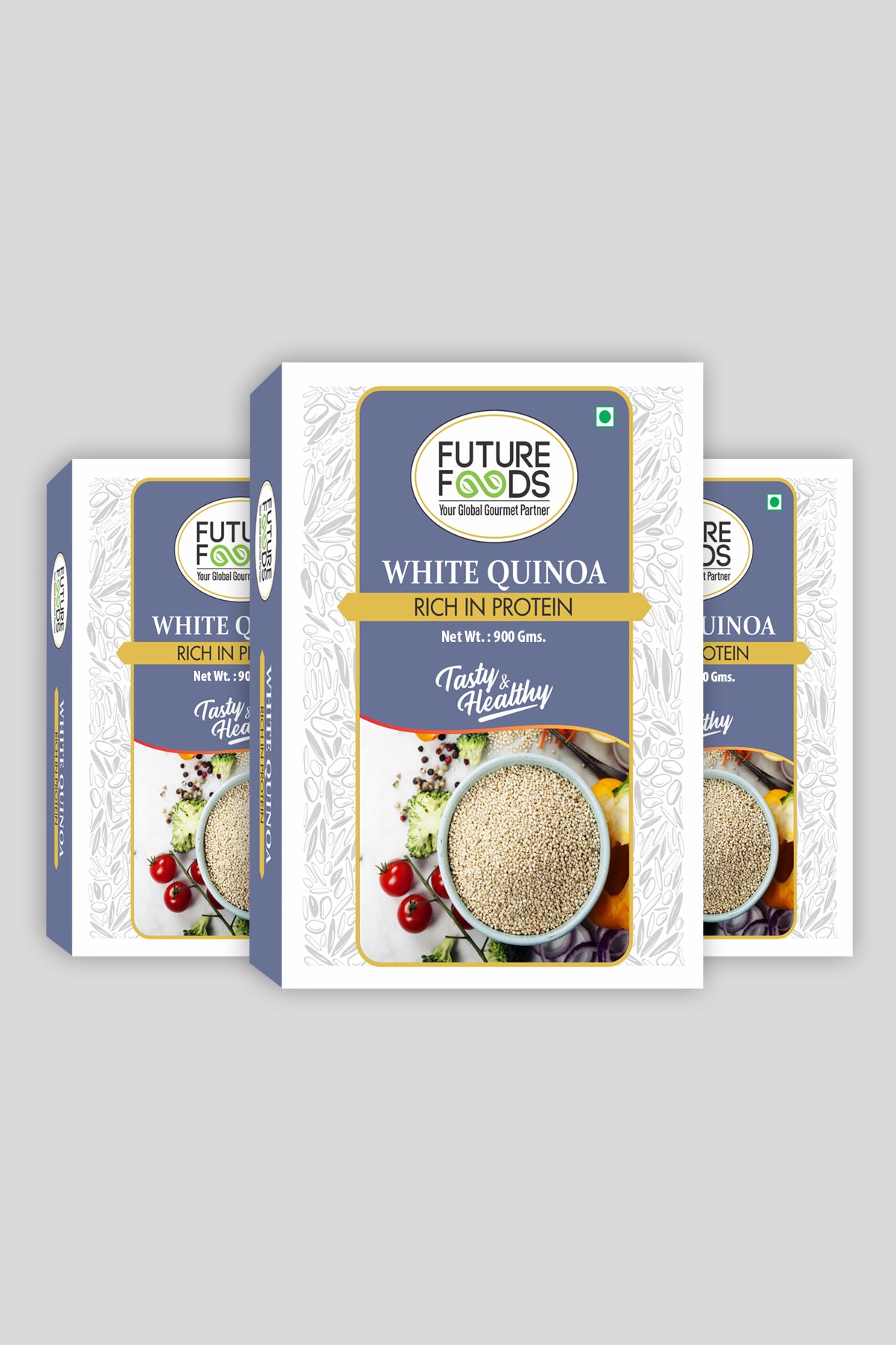 Future Foods Premium White Quinoa | Whole Grain | Sweet & Nutty Flavour | Gluten Free | Plant-Based Source of Protein | High Fiber & Protein | 900g (Pack of 3)