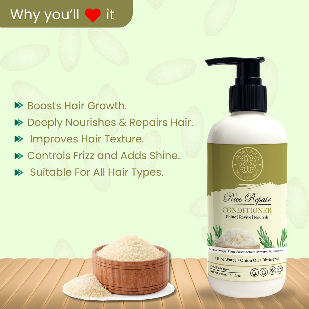AROMABLUSH  Rice Repair  Shampoo, Conditioner & Hairmask Combo