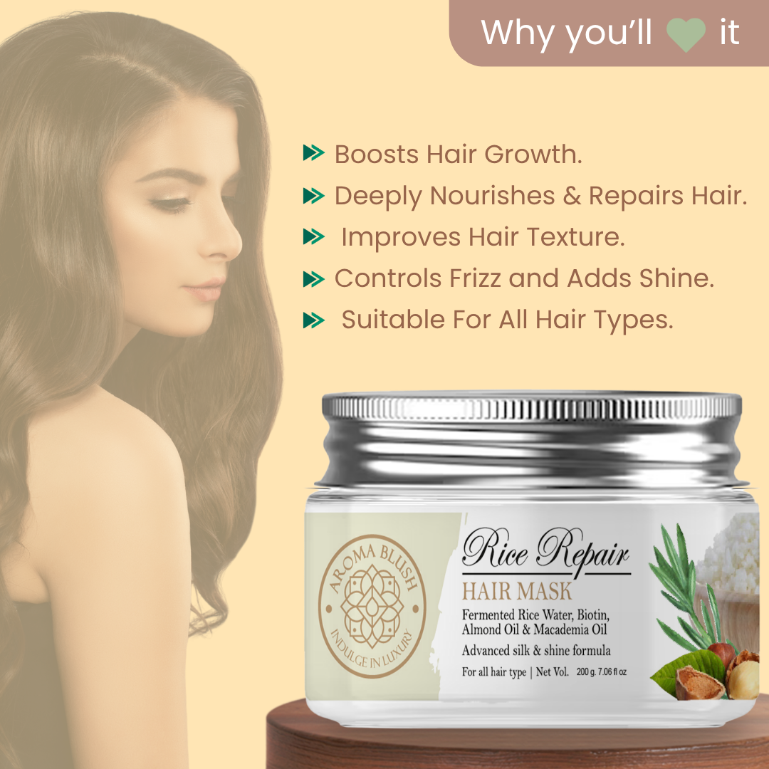 AROMABLUSH  Rice Repair  Shampoo, Conditioner & Hairmask Combo