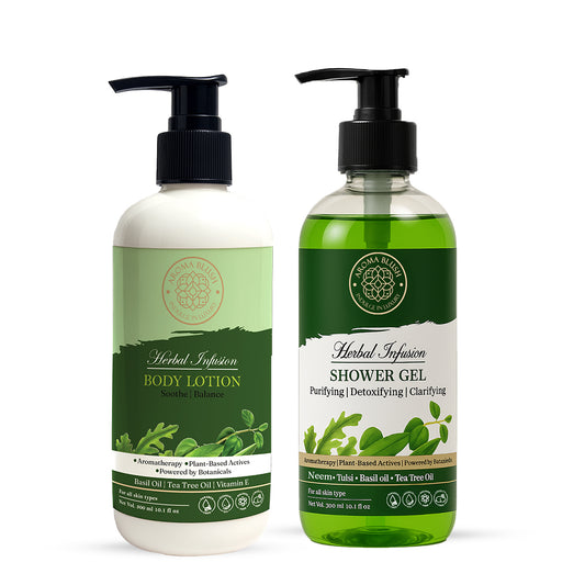 AROMABLUSH Herbal Infusion  Body lotion & shower gels duo's