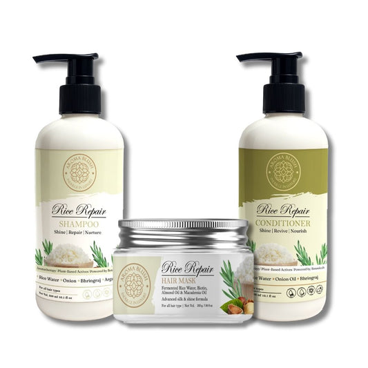 AROMABLUSH  Rice Repair  Shampoo, Conditioner & Hairmask Combo
