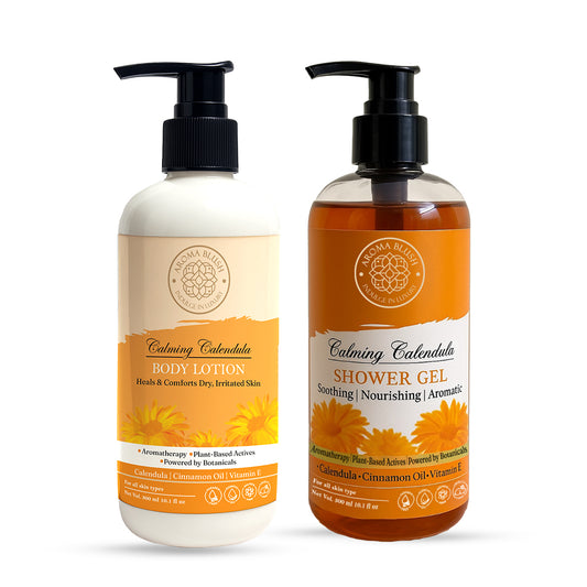 AROMABLUSH Calming Calendula Body lotion & shower gels duo's