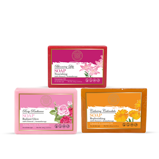 AROMABLUSH Rosy Radiance, Calming Calendula & Blooming Lily Combo Soap