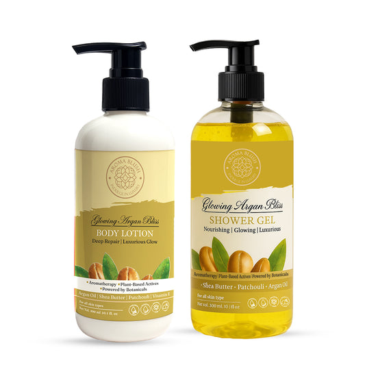 AROMABLUSH Glowing Argan Bliss  Body lotion & shower gels duo's
