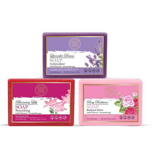 AROMABLUSH Rosy Radiance, Lavender Dream & Blooming Lily Combo Soap