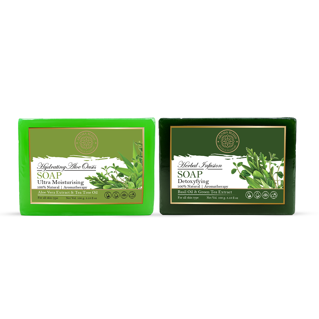 AROMABLUSH Hydrating Aloe Oasis & Herbal Infusion Combo Soap