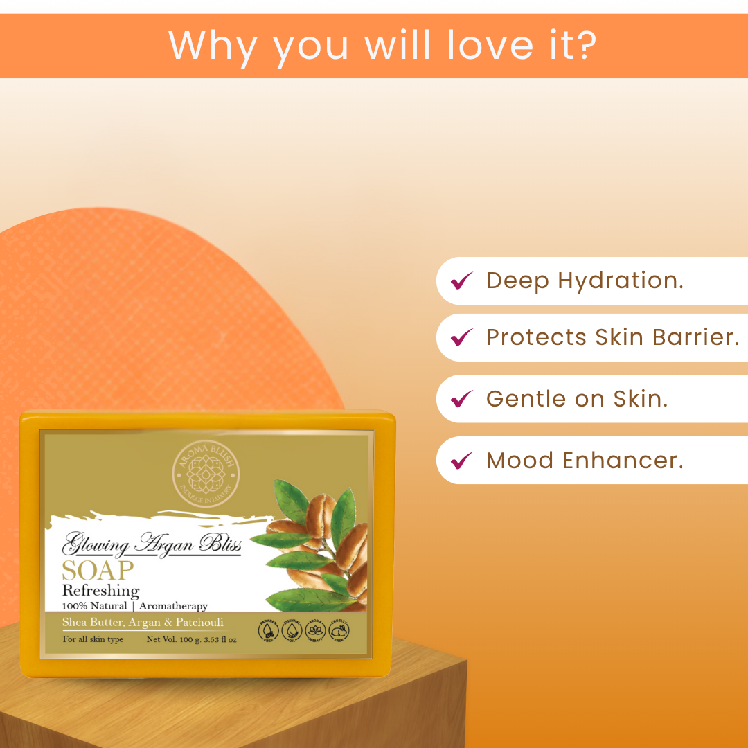 AROMABLUSH Glowing Argan Bliss, Calming Calendula & Morming Brew Revival Combo Soap