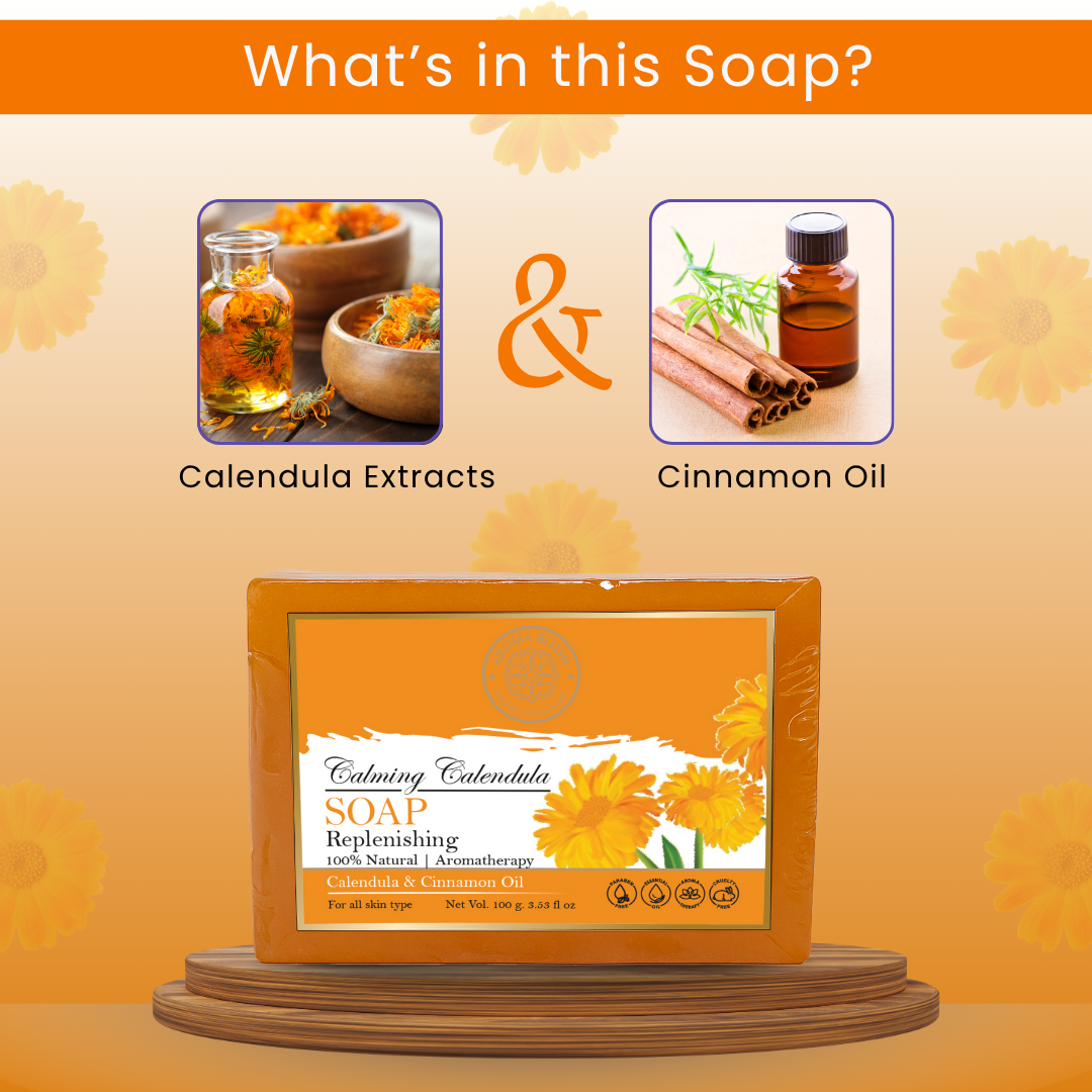 AROMABLUSH Glowing Argan Bliss, Calming Calendula & Morming Brew Revival Combo Soap
