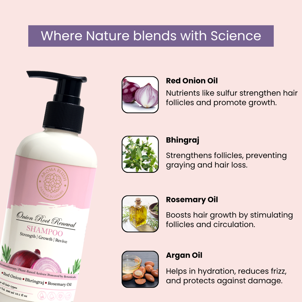 AROMABLUSH Onion Root Renewal  Shampoo & Conditioner Combo