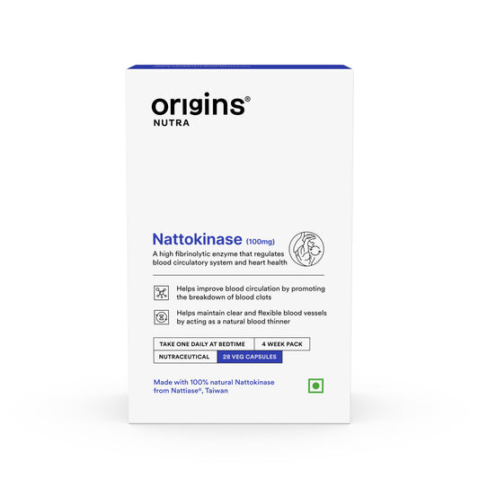 Origins Nutra Nattokinase | Promote Heart Health, Natural Blood Thinner, Control High Blood Pressure | Nattokinase |GMP Certified | For Men & Women | 28 Capsules