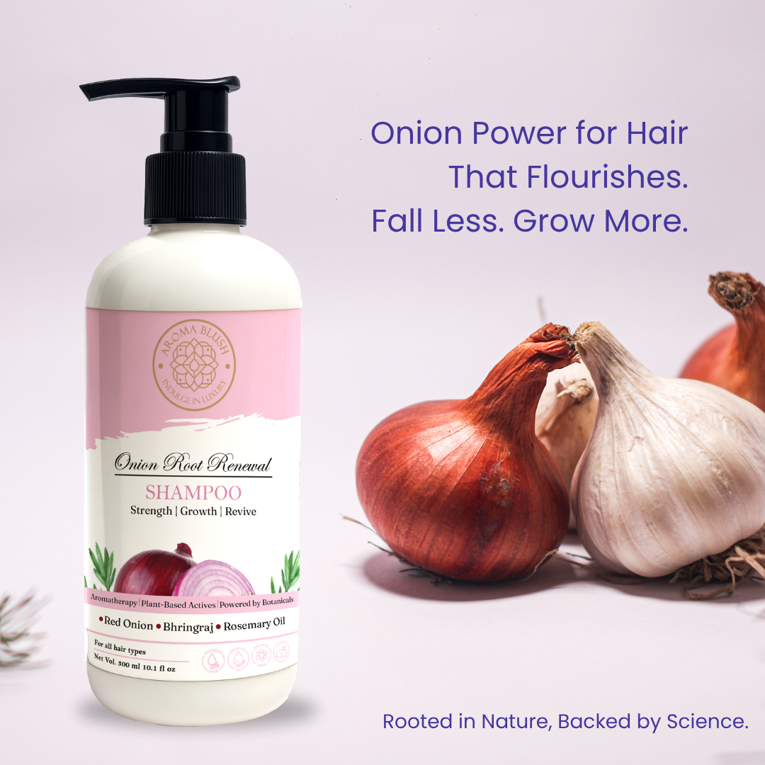 AROMABLUSH Onion Root Renewal  Shampoo, Conditioner & Hairmask Combo