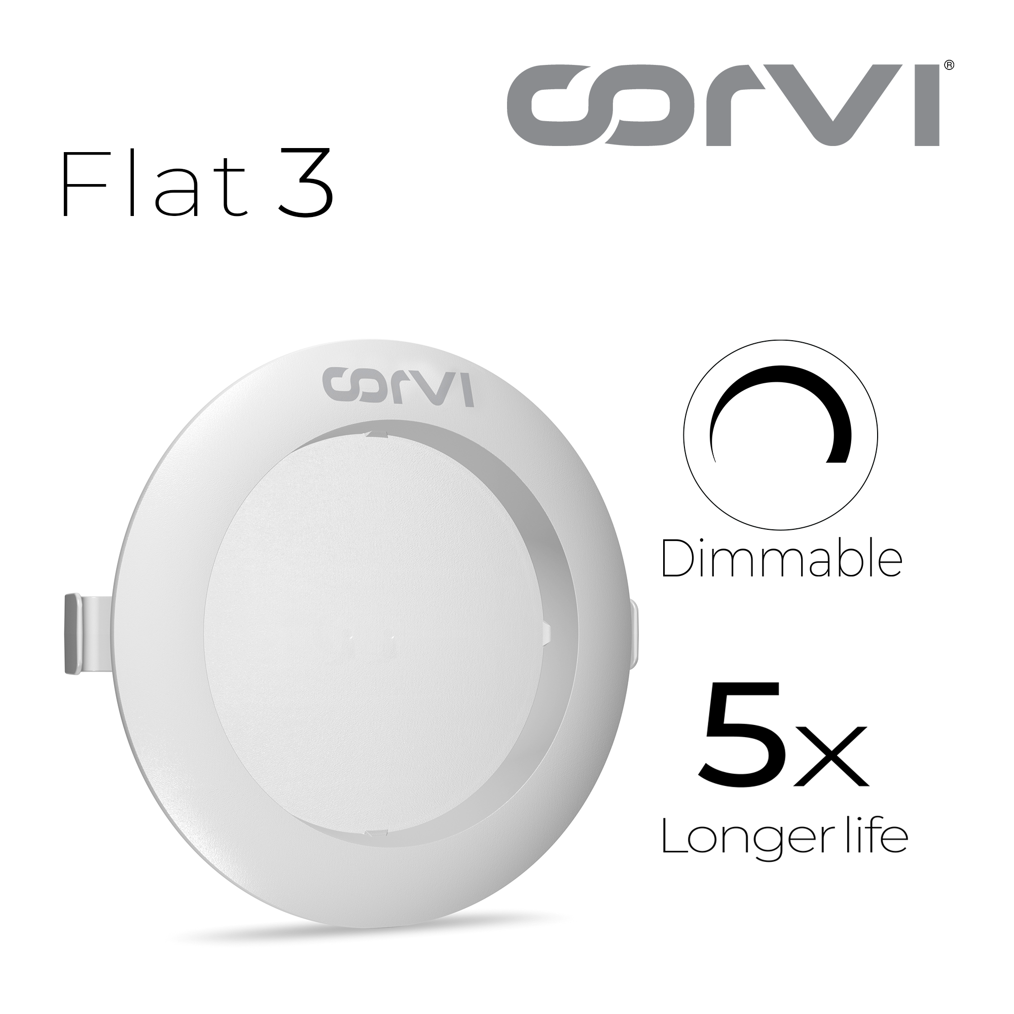 CORVI LED Flat3 6W Round Ceiling Light | Dimmable & Backlit | Warm White 3000K | Slim Driverless LED Panel with Junction Box | Ideal for False Ceilings & Home Use (Pack of 10)