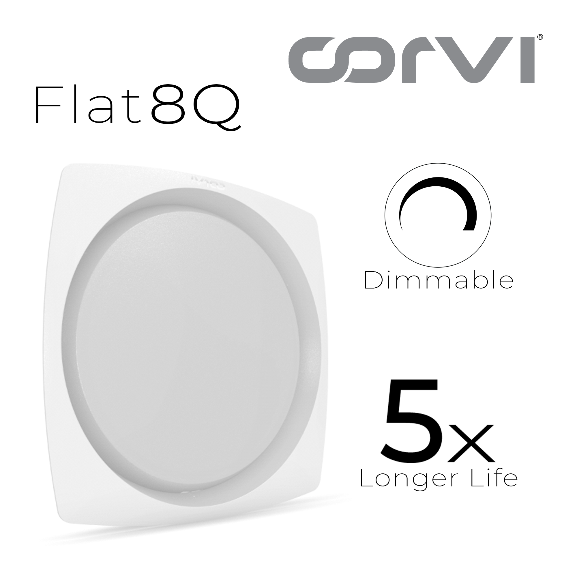 CORVI LED Flat 8Q Square 20W | Compact & Driverless False Ceiling Light | Dimmable with Backlit Technology for Maximum Output | Warm White 3000K (Pack of 2)