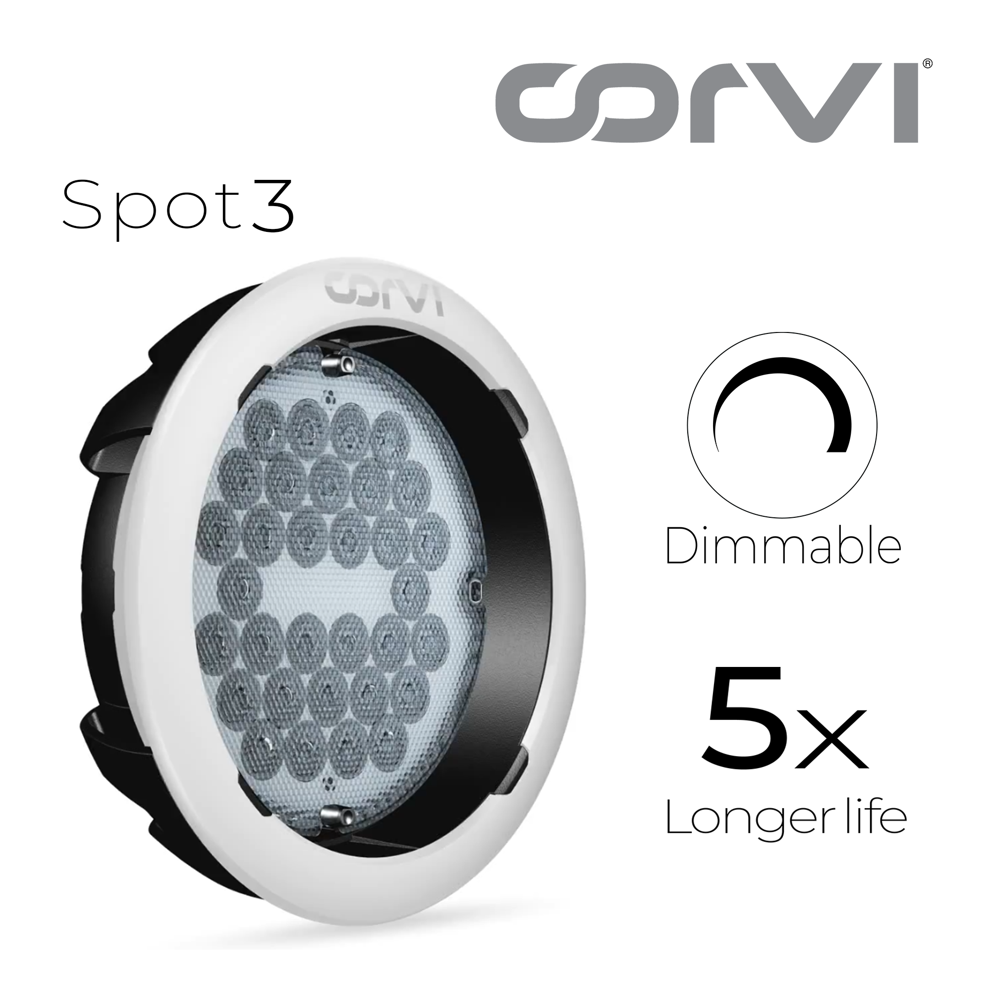 CORVI LED Spot 3 Round 6W Tiltable Spotlight | Driverless, Dimmable, Ultra Low Glare Design with Lens in Lens Technology | Warm White 3000K (Pack of 2)