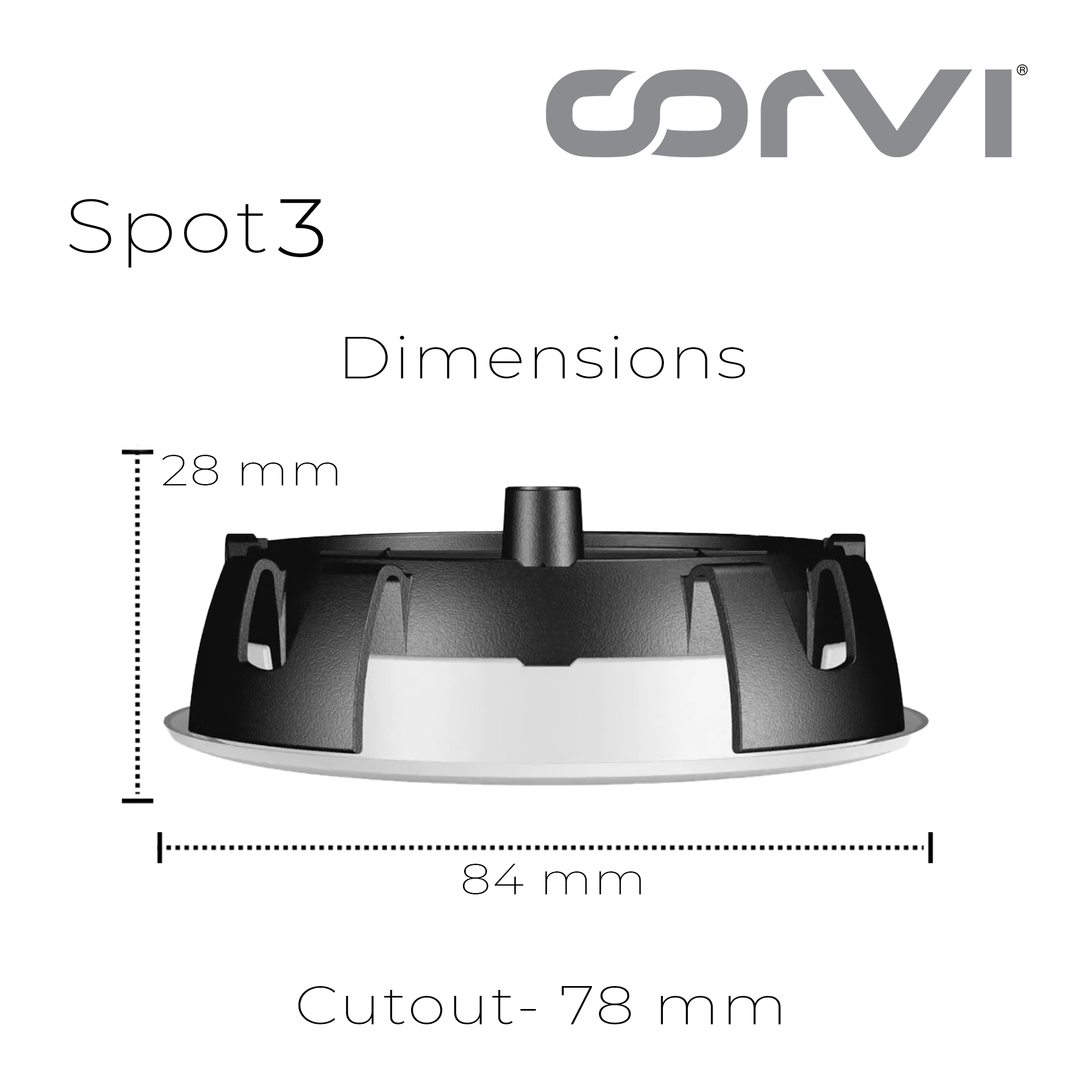 CORVI LED Spot 3 Round 6W Tiltable Spotlight | Driverless, Dimmable, Ultra Low Glare Design with Lens in Lens Technology | Warm White 3000K (Pack of 2)