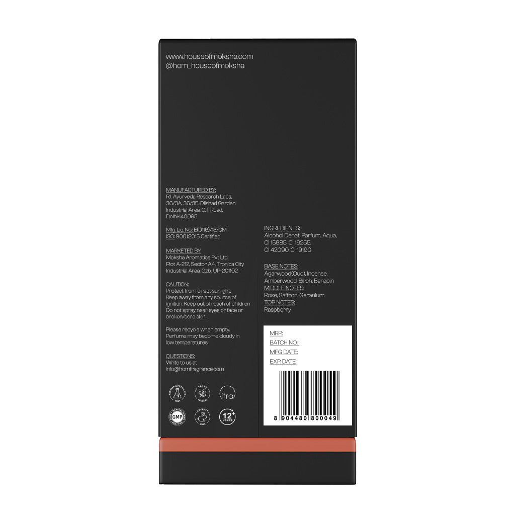 House of Moksha Tobacco Oud Eau De Parfum - 70ml For Men| Perfume with Notes of Tobacco Leaf, Whiskey, Incense and Oud for a Deep, Smoky and Spiced Fragrance Experience