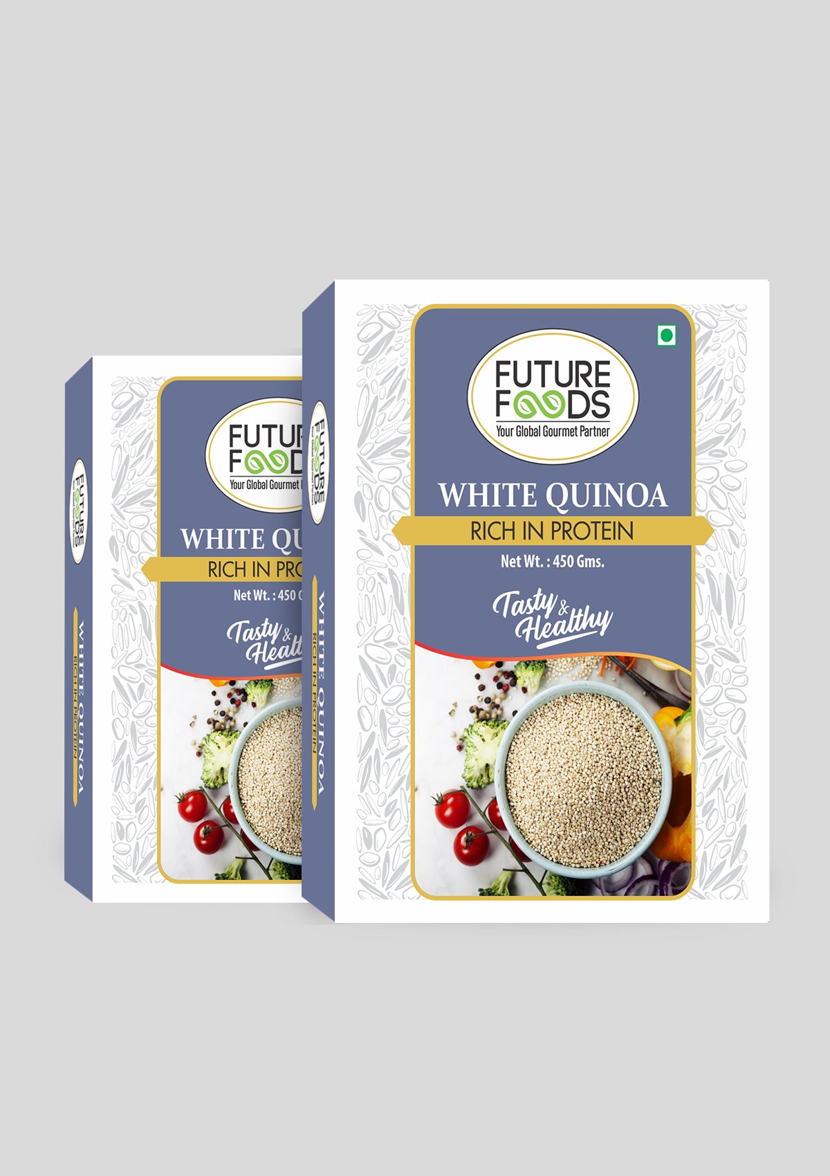 Future Foods Premium White Quinoa | Whole Grain | Sweet & Nutty Flavour | Gluten Free | Plant-Based Source of Protein | High Fiber & Protein | 450g (Pack of 2)