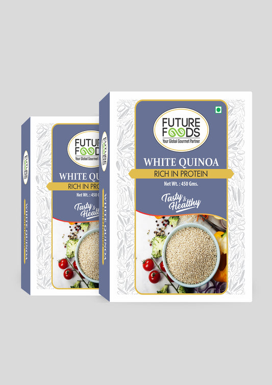 Future Foods Premium White Quinoa | Whole Grain | Sweet & Nutty Flavour | Gluten Free | Plant-Based Source of Protein | High Fiber & Protein | 450g (Pack of 2)