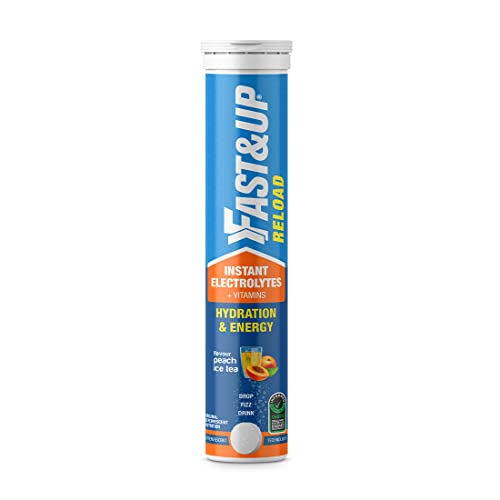 Fast&Up Reload electrolyte instant energy and hydration drink - 20 effervescent tablets - Peach ice tea flavour