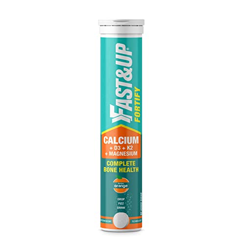 Fast&Up Fortify - Calcium with Essential Vitamin D3 for Complete Health Support - Vitamin D3, Calcium & Magnesium Combination for Better Absorption (20 Effervescent Tablets, Orange Flavour)