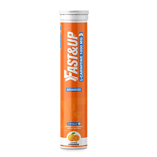 FAST&UP L-Carnitine Tartrate 1000mg (20 Effervescent Tablets,Orange Flavor), Carnipure Lonza Switzerland, Energy Booster