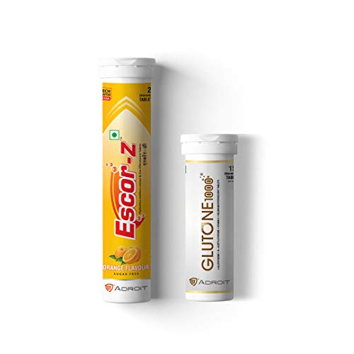 GLUTONE Glutone1000 (1000mg) & Escor-Z Orange flavour(20 tablets) Healthy Combo Pack