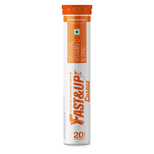 Fast&Up Charge - Vitamin C - Zinc - Natural Amla Extract - Antioxidants - Immunity - skin care - 20 Effervescent Tablets - Orange flavour