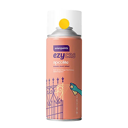 Asian Paints ezyCR8 Multi-Surface DIY Apcolite Enamel Paint Spray for Metal, Wood, Wall (Golden Yellow, 200ml Can)