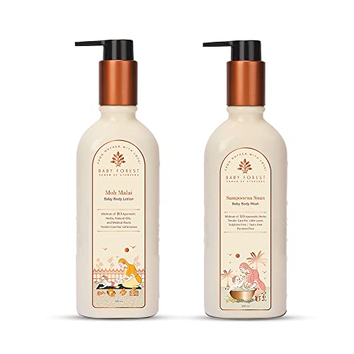 Baby Forest Moh Malai Baby Body lotion 200 ml with Sampoorna Snan Baby Body Wash 200ml