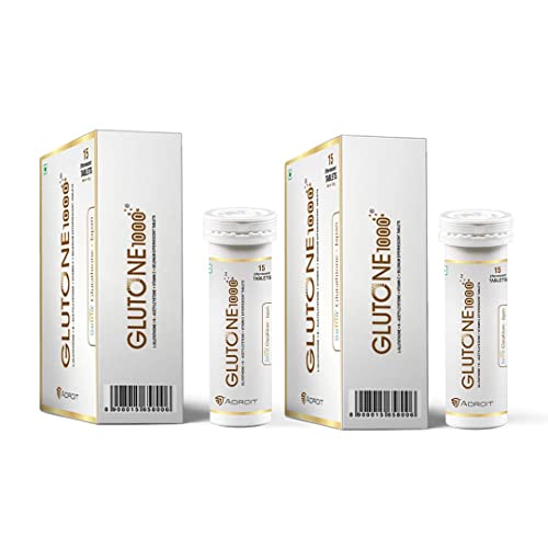 Glutone 1000 – Glutathione Effervescent Tablets| Made with Setria L-Glutathione (Japan)| For Radiant Glow| Evens Skin Tone| 15 Tablets (Pack of 2)