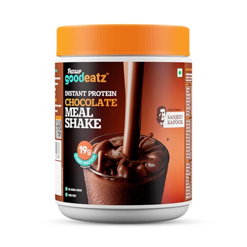 Fast&Up GoodEatz Meal Shake (20 scoops) | Vegan Diet Shake for Weight Loss|Low Calorie and High Protein |Tasty Meal Replacement | 19g Instant Plant Protein |Added Probiotics |French Chocolate Flavour