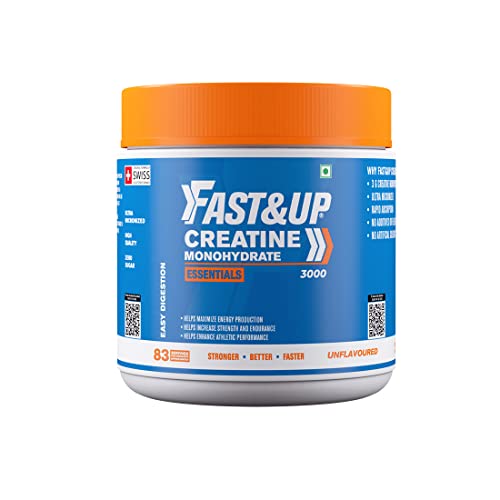 Fast&Up Creatine Monohydrate (Pack of 250 gms Powder, 83 Servings), Helps Sustain Longer Workout, Muscle Repair & Recovery - Unflavored