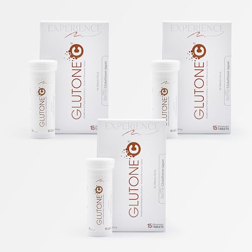 Glutone C–Glutathione & Vitamin C Effervescent Tablets| Made with Setria L-Glutathione, Amla extract & Selenium| Even Tone & Glowing Skin| Pack of 15 Tablets (Pack of 3)