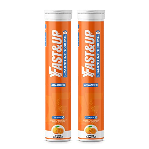 FAST&UP L-Carnitine Tartrate 1000mg (40 Effervescent Tablets,Orange Flavor), Carnipure Lonza Switzerland, Energy Booster