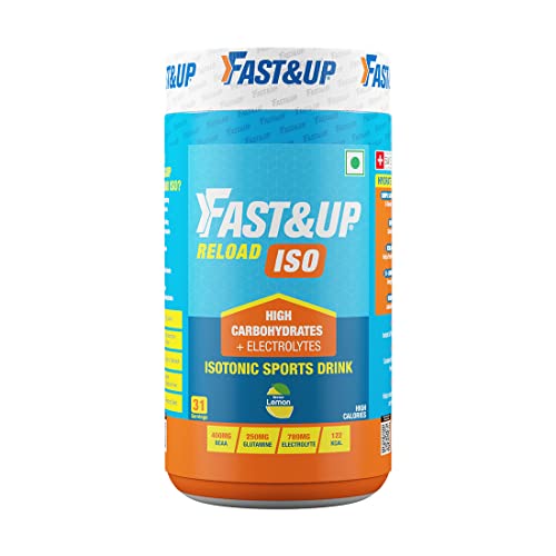 Fast&Up Reload Isotonic Energy Drink | Carbs + Electrolytes + Aminos | Restore, Replenish and Recover | Lemon Flavor – 31 servings (Lemon)