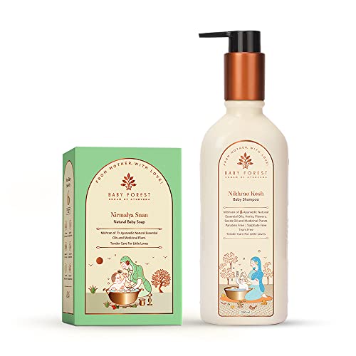 Baby Forest Nirmalya Snan Natural Baby Soap- 125gm & Nikhrae Kesh Baby Shampoo- 200ml | Holistic Baby Care Kit | newborn baby products