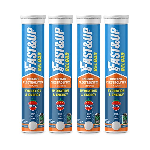 Fast&Up Reload Instant Energy and Hydration Sports Drink - 4 tubes with 20 tablets each - Berry Flavour