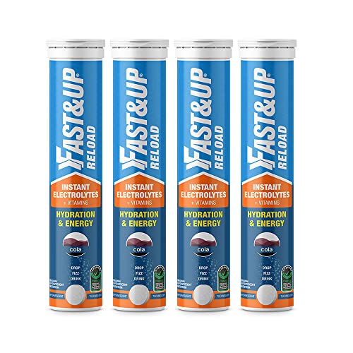 Fast&Up Reload Instant Energy and Hydration Sports Drink - 4 tubes with 20 tablets each - Cola Flavour