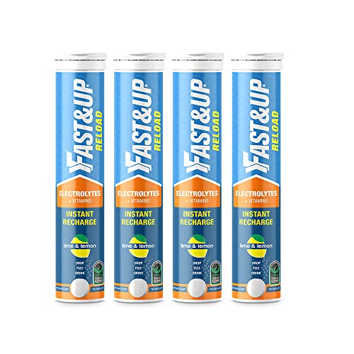 Fast&Up Reload Instant Energy and Hydration Sports Drink - Pack of 4 tubes with 20 tablets each - Lime&Lemon Flavour
