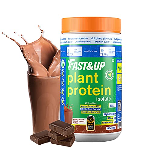 Fast&Up Vegan Plant Protein (31g Protein – Pea isolate & Brown Rice protein blend For Strength Recovery & Energy Boost, For Everyday Fitness & Nutrition (470 gms, 1.03 Lbs - Chocolate Flavor).