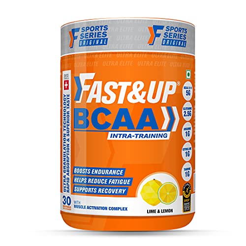 Fast&Up BCAA (30 Servings, Lime & Lemon Flavour) Advanced BCAA Supplement powder with Glutamine, Citrulline, L-Arginine & Taurine For Muscle Recovery & Endurance - For Pre/Post & Intra Workout(450g)