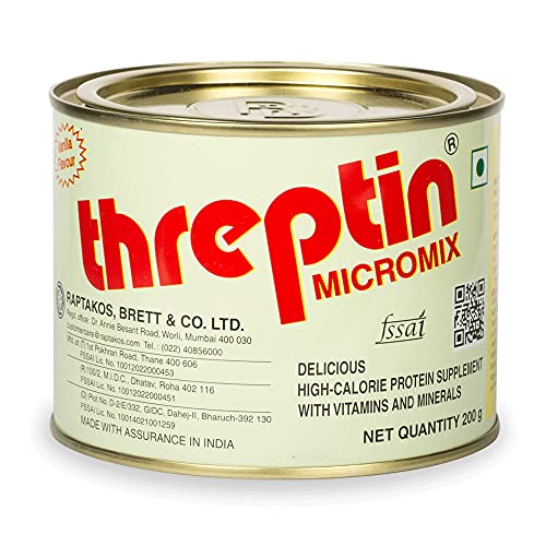Threptin Micromix High Protein Supplement for Women, Growing Children for Weight Gain with Vitamins and Minerals - 200g (Vanilla)